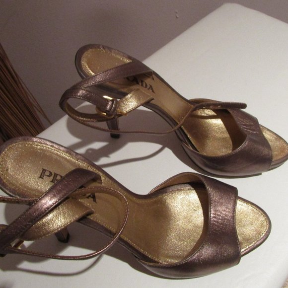 Prada Ankle Strap Leather Sandal - Picture 1 of 6